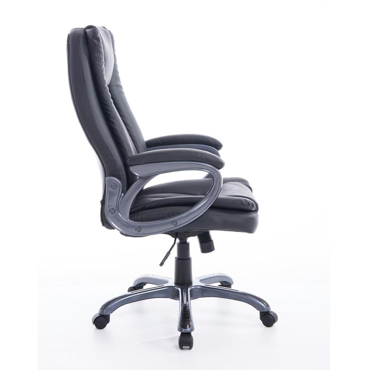 Sillón de Oficina VILTA, Grueso Acolchado, Resistente hasta 150 kg, en Piel Negra