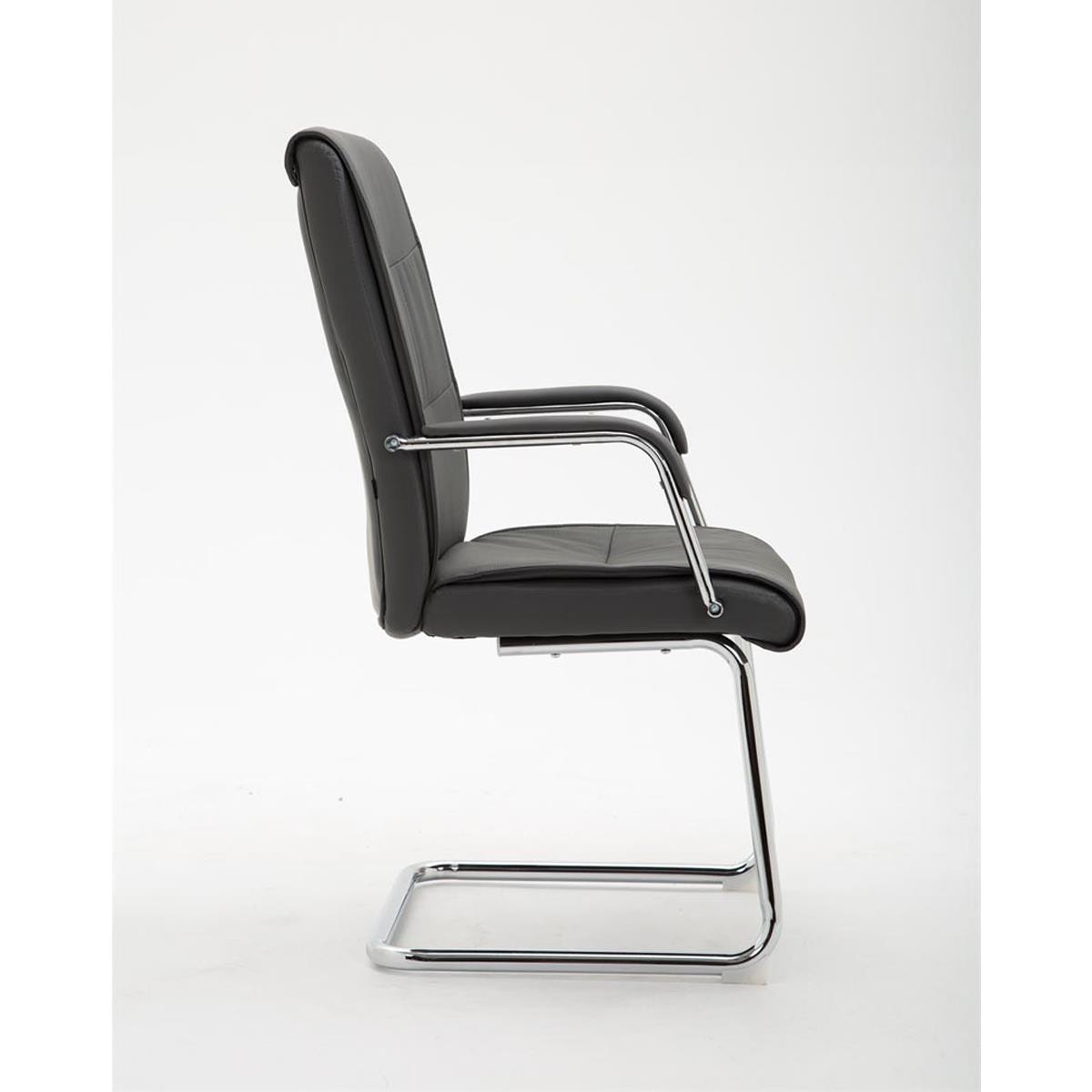 Silla de Confidente RUNA, Estructura Metálica, Gran Acolchado, en Piel Negra
