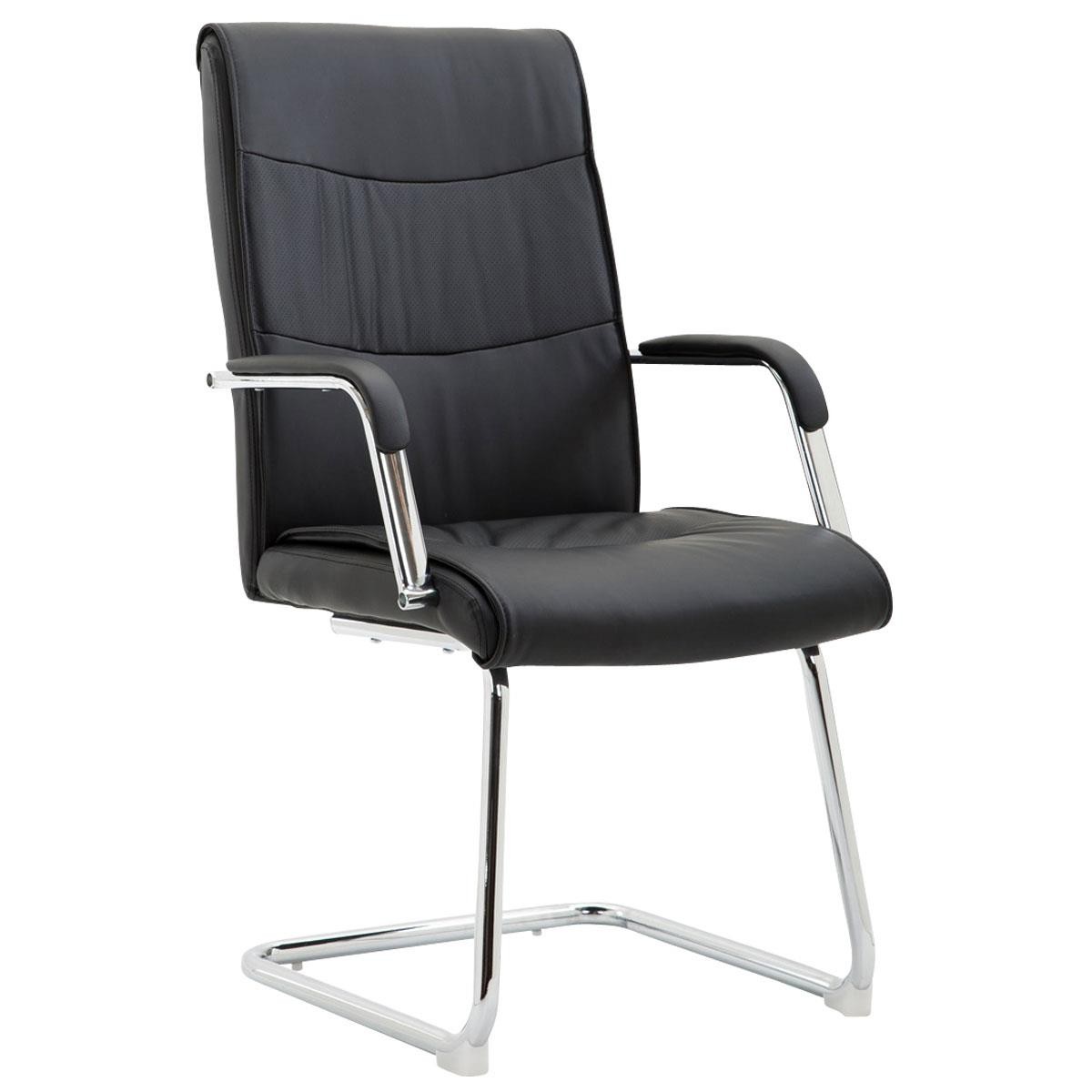 Silla de Confidente RUNA, Estructura Metálica, Gran Acolchado, en Piel Negra