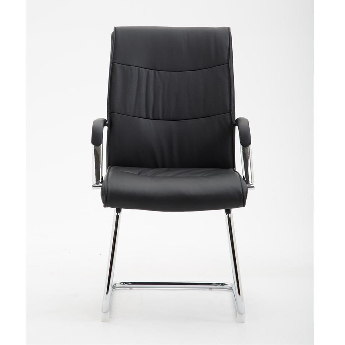 Silla de Confidente RUNA, Estructura Metálica, Gran Acolchado, en Piel Negra