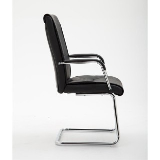 Silla de Confidente RUNA en Piel Negra 2
