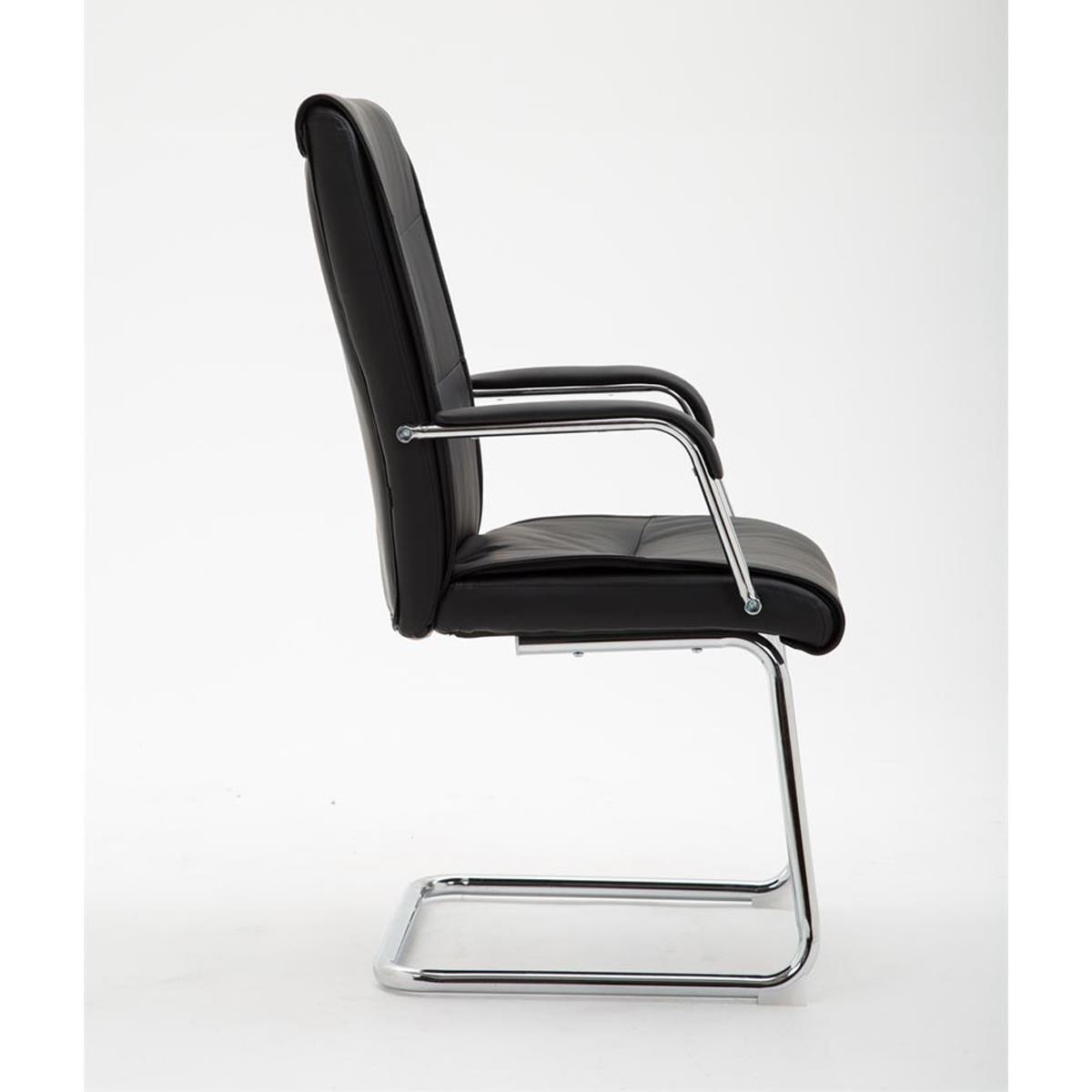 Silla de Confidente RUNA, Estructura Metálica, Gran Acolchado, en Piel Negra