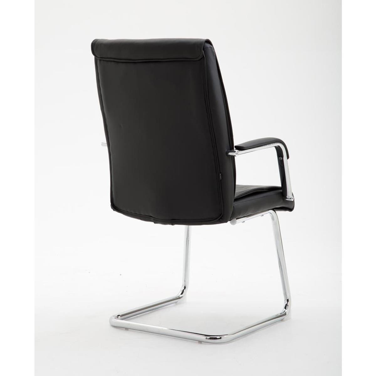 Silla de Confidente RUNA, Estructura Metálica, Gran Acolchado, en Piel Negra