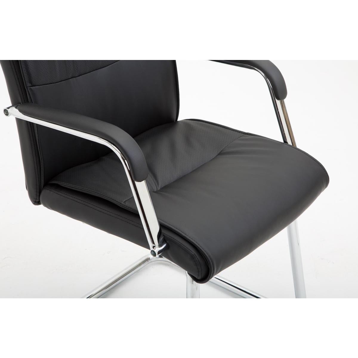 Silla de Confidente RUNA, Estructura Metálica, Gran Acolchado, en Piel Negra