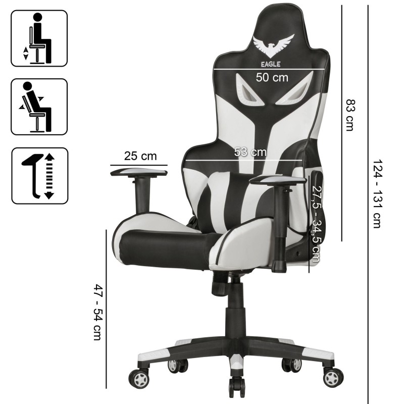 Silla Gaming EAGLE en Piel Negro/Azul