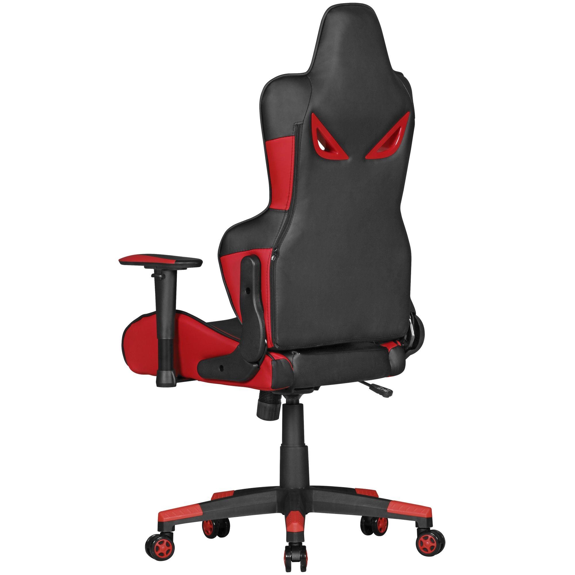 Silla Gaming EAGLE, Respaldo Reclinable, Cojín Lumbar, en Piel Negro/Azul