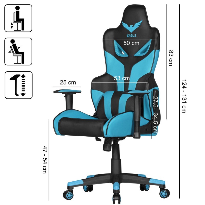 Silla Gaming EAGLE en Piel Negro/Azul
