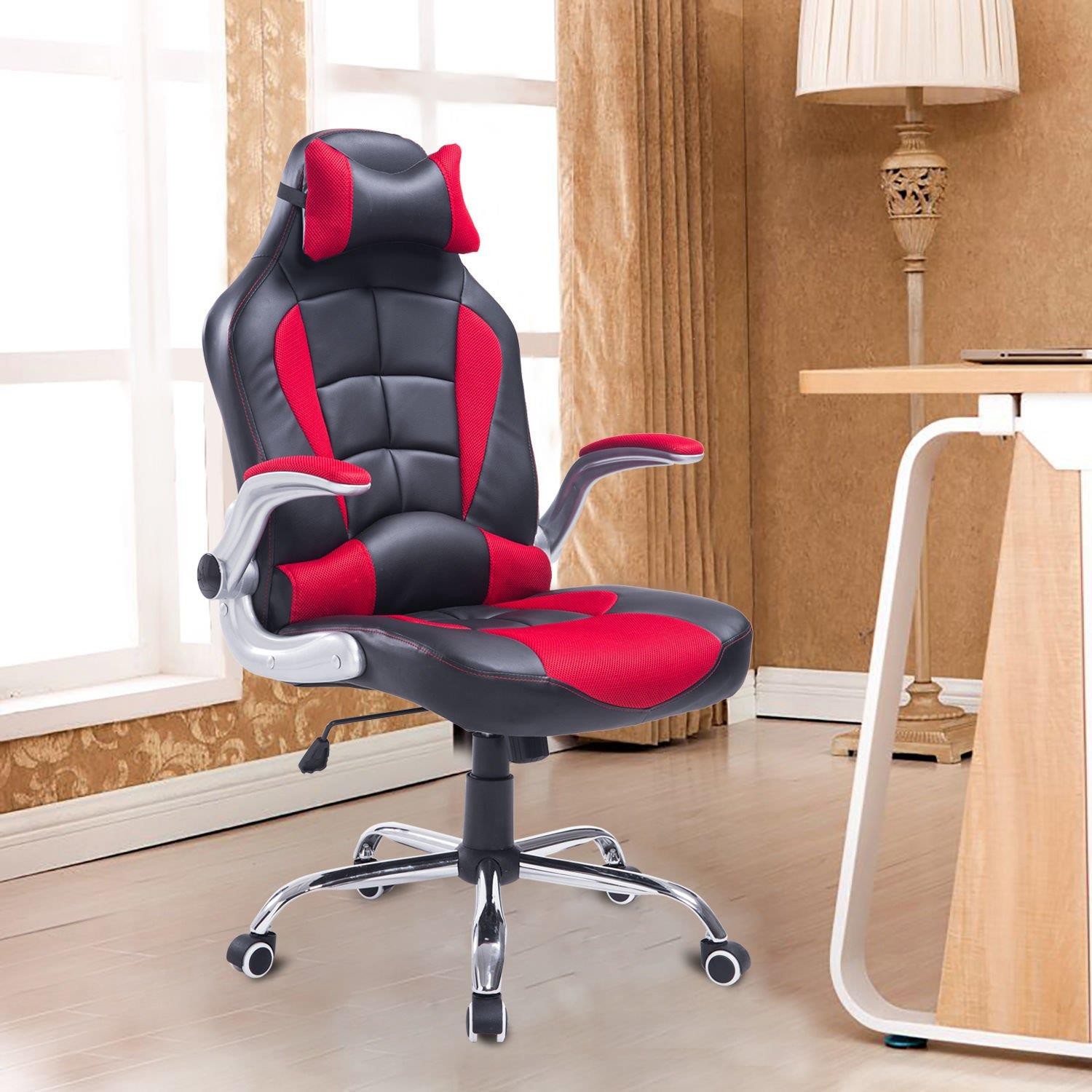 Silla Gaming FATANI, Reposabrazos Abatibles, en Piel y Malla Negra