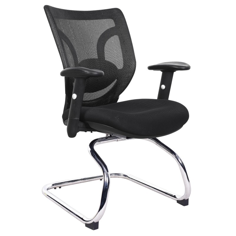 Silla de confidente ergonómica, LAMBO NET, soporte lumbar, negro