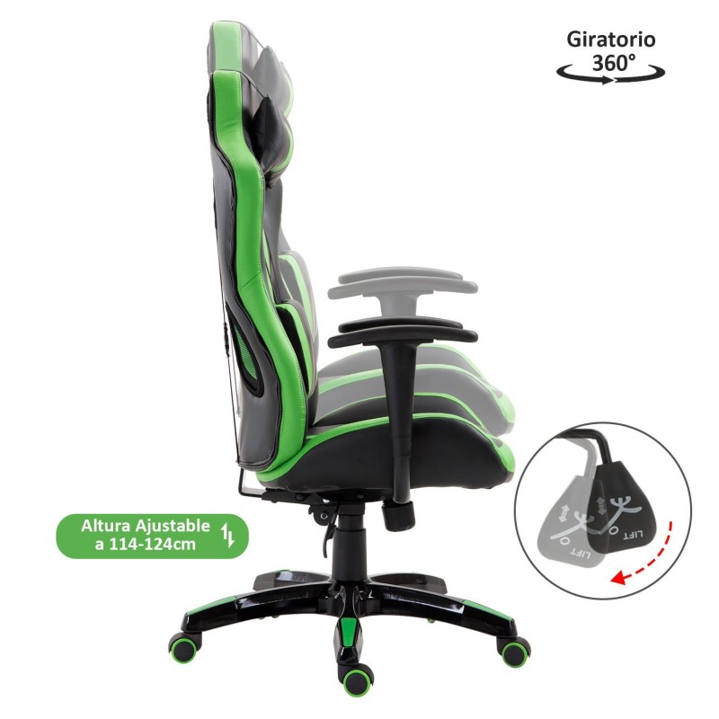 Silla Gaming TOMBI en Piel Negra y Roja