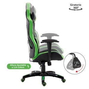 Silla Gaming TOMBI en Piel Negra y Roja