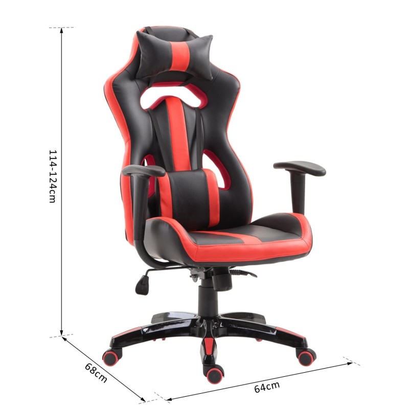 Silla Gaming TOMBI en Piel Negra y Roja