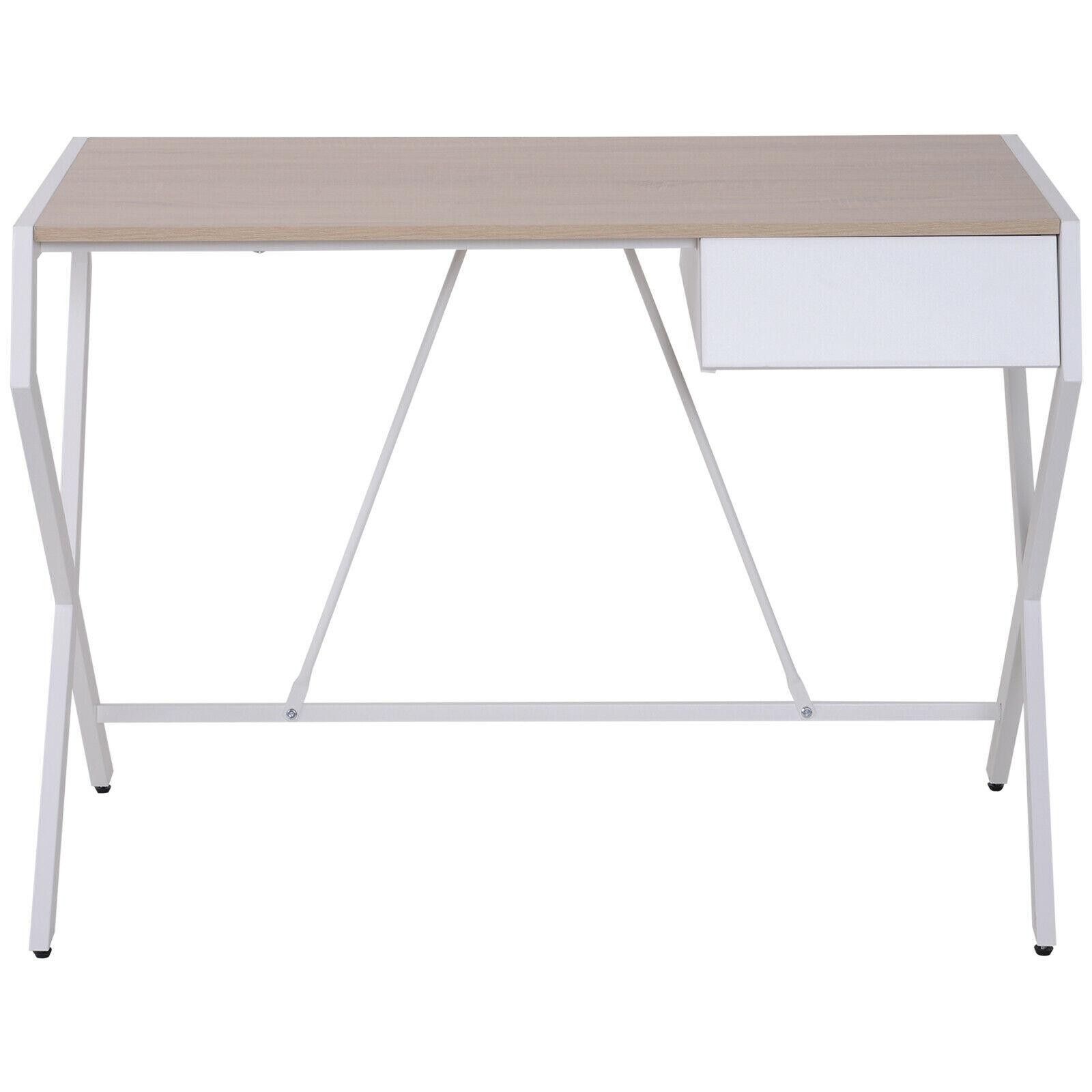 Mesa de Oficina LURITA, 105x56x75 cm, con Cajón, en Metal y Madera color Roble