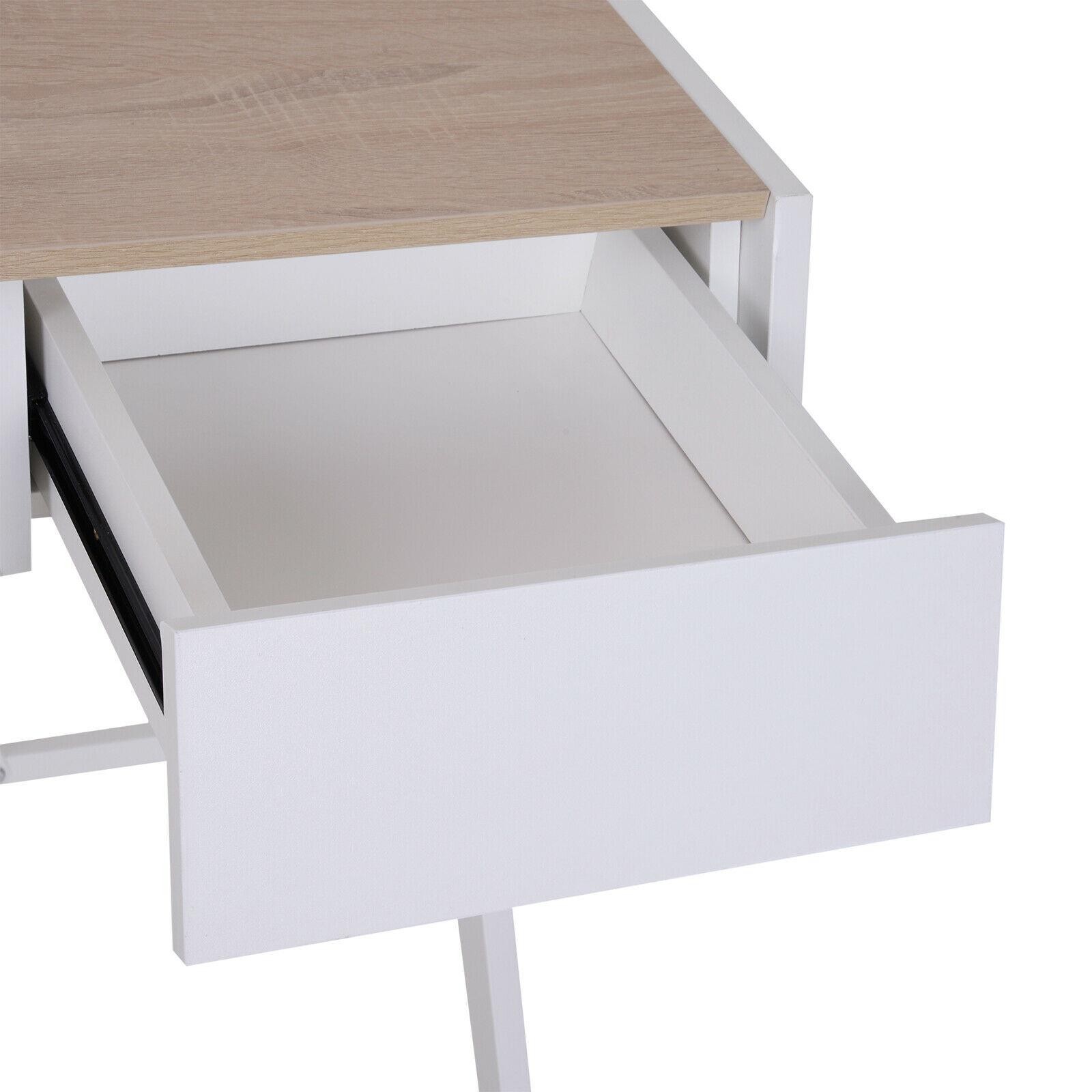 Mesa de Oficina LURITA, 105x56x75 cm, con Cajón, en Metal y Madera color Roble