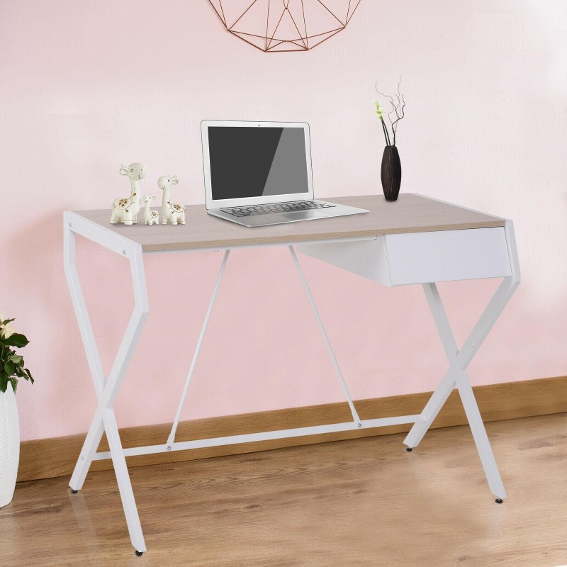 Mesa de Oficina LURITA en Metal y Madera color Roble