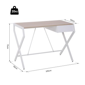 Mesa de Oficina LURITA en Metal y Madera color Roble