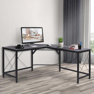 Mesa de Oficina MARLY en Metal y Madera, color Negro