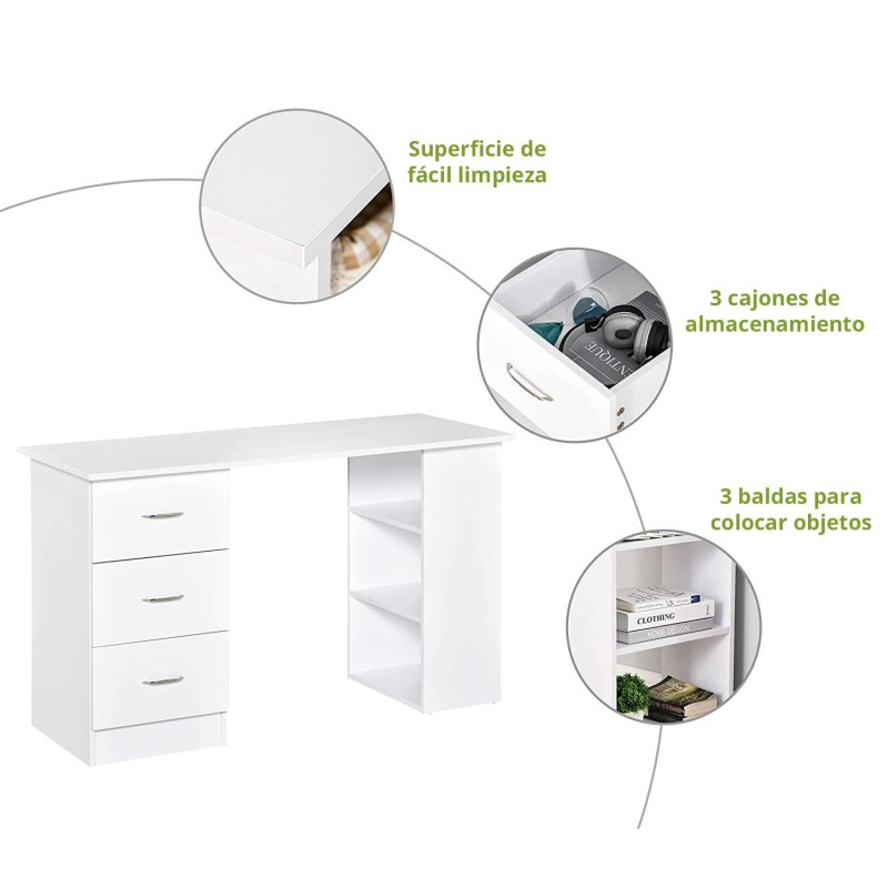 Mesa de Ordenador LIAM en Madera color Blanco