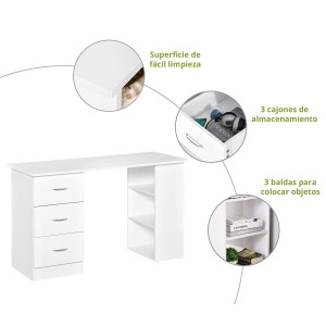 Mesa de Ordenador LIAM en Madera color Blanco