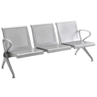 Bancada 3 Asientos MIKO, en Metal color Gris Plata
