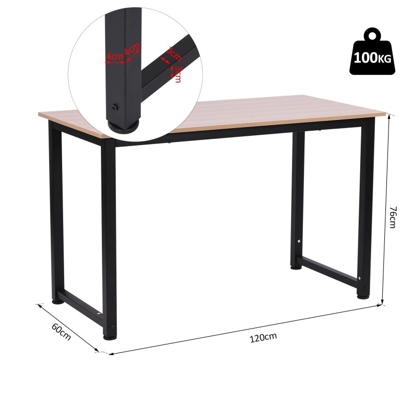 Mesa de Oficina DUSKO en Metal y Madera, color Negro y Roble