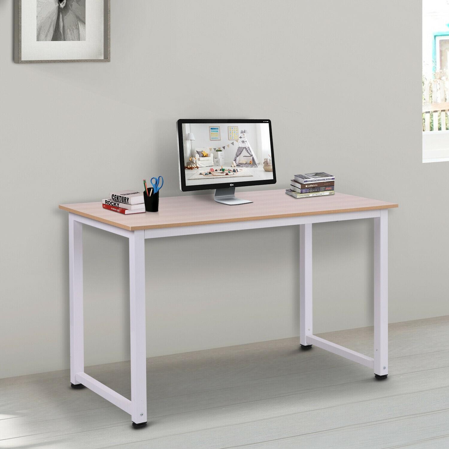Mesa de Oficina DUSKO, 120x60x76 cm, en Metal y Madera, color Negro y Roble