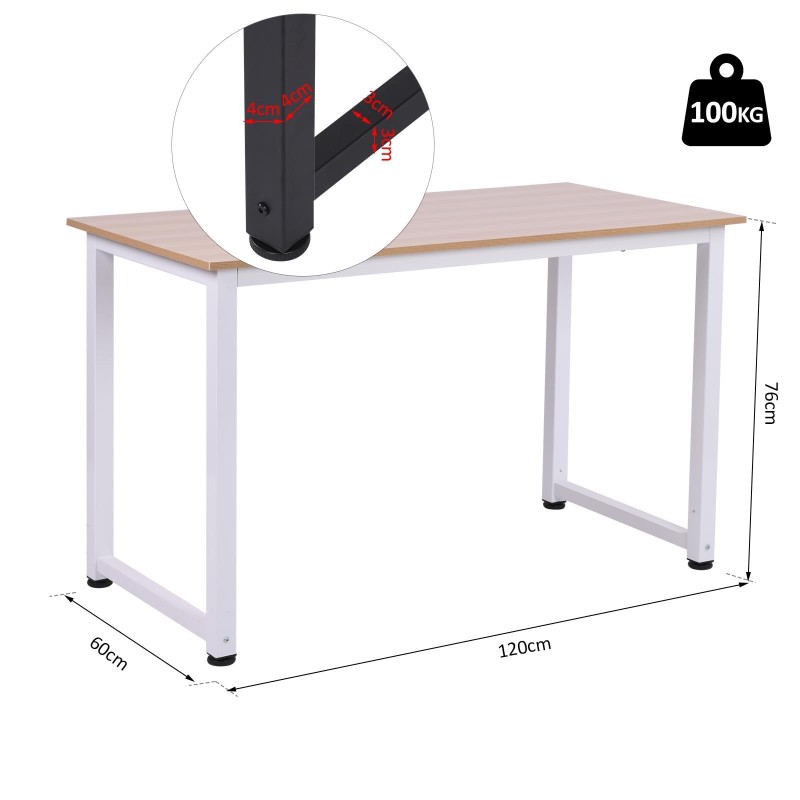 Mesa de Oficina DUSKO en Metal y Madera, color Negro y Roble