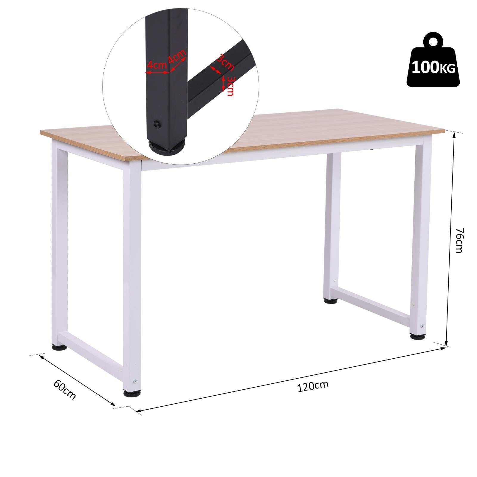Mesa de Oficina DUSKO, 120x60x76 cm, en Metal y Madera, color Negro y Roble