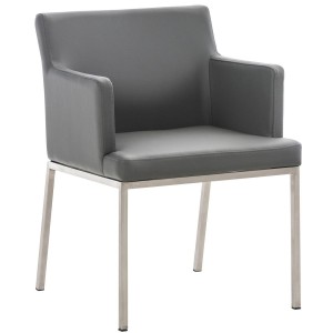 Silla de Confidente NICOLE, Patas en Acero Inoxidable, Piel Negra