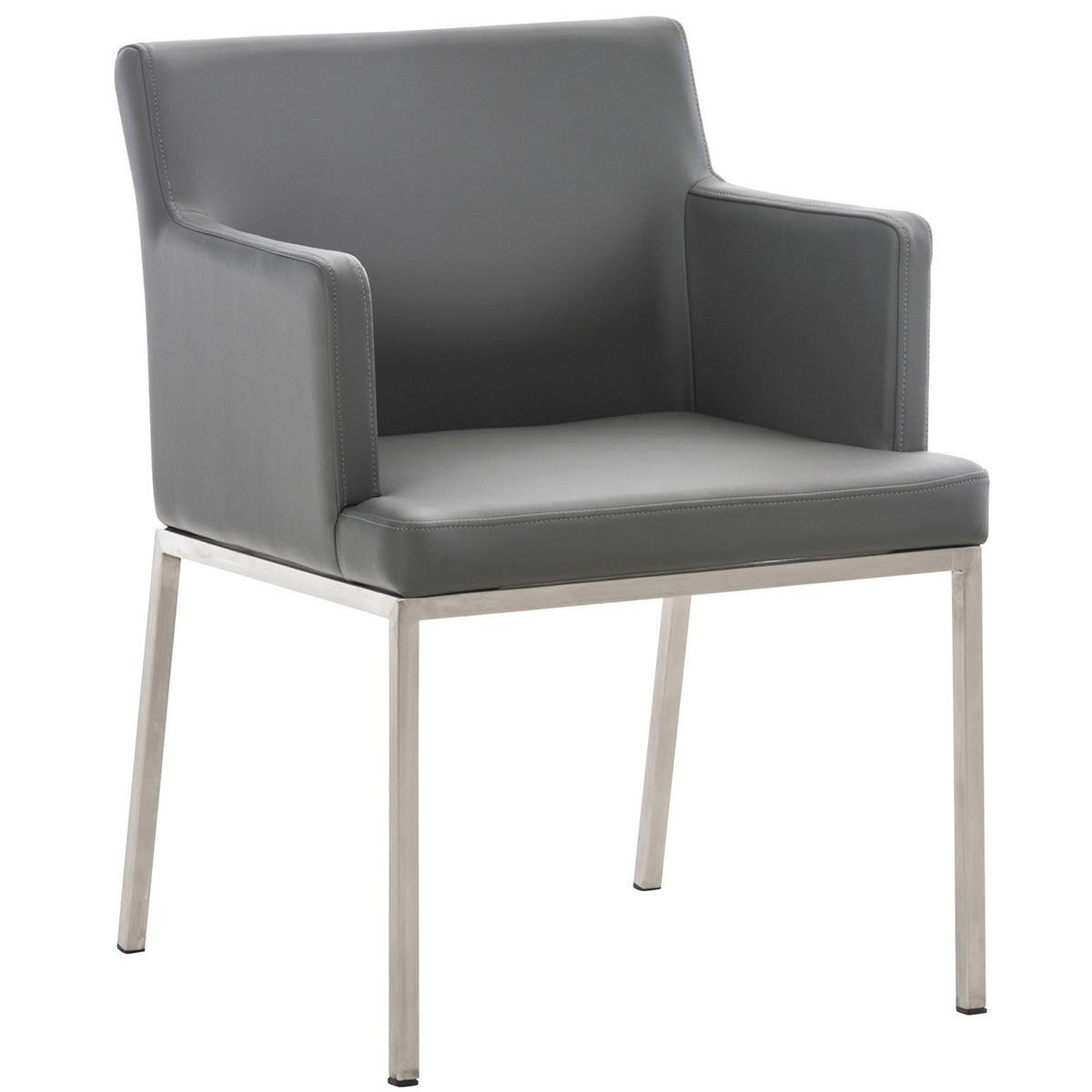 Silla de Confidente NICOLE, Patas en Acero Inoxidable, Piel Negra