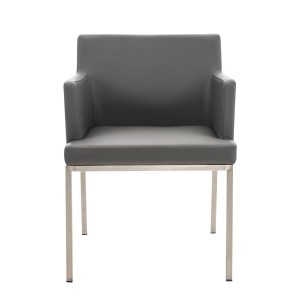 Silla de Confidente NICOLE, Patas en Acero Inoxidable, Piel Negra