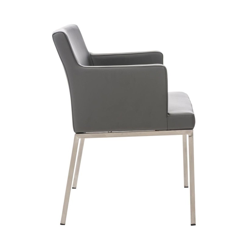 Silla de Confidente NICOLE, Patas en Acero Inoxidable, Piel Negra