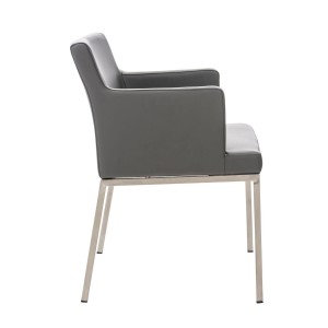 Silla de Confidente NICOLE, Patas en Acero Inoxidable, Piel Negra