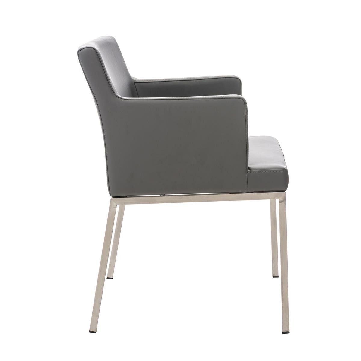 Silla de Confidente NICOLE, Patas en Acero Inoxidable, Piel Negra