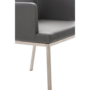 Silla de Confidente NICOLE, Patas en Acero Inoxidable, Piel Negra
