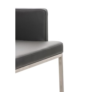 Silla de Confidente NICOLE, Patas en Acero Inoxidable, Piel Negra