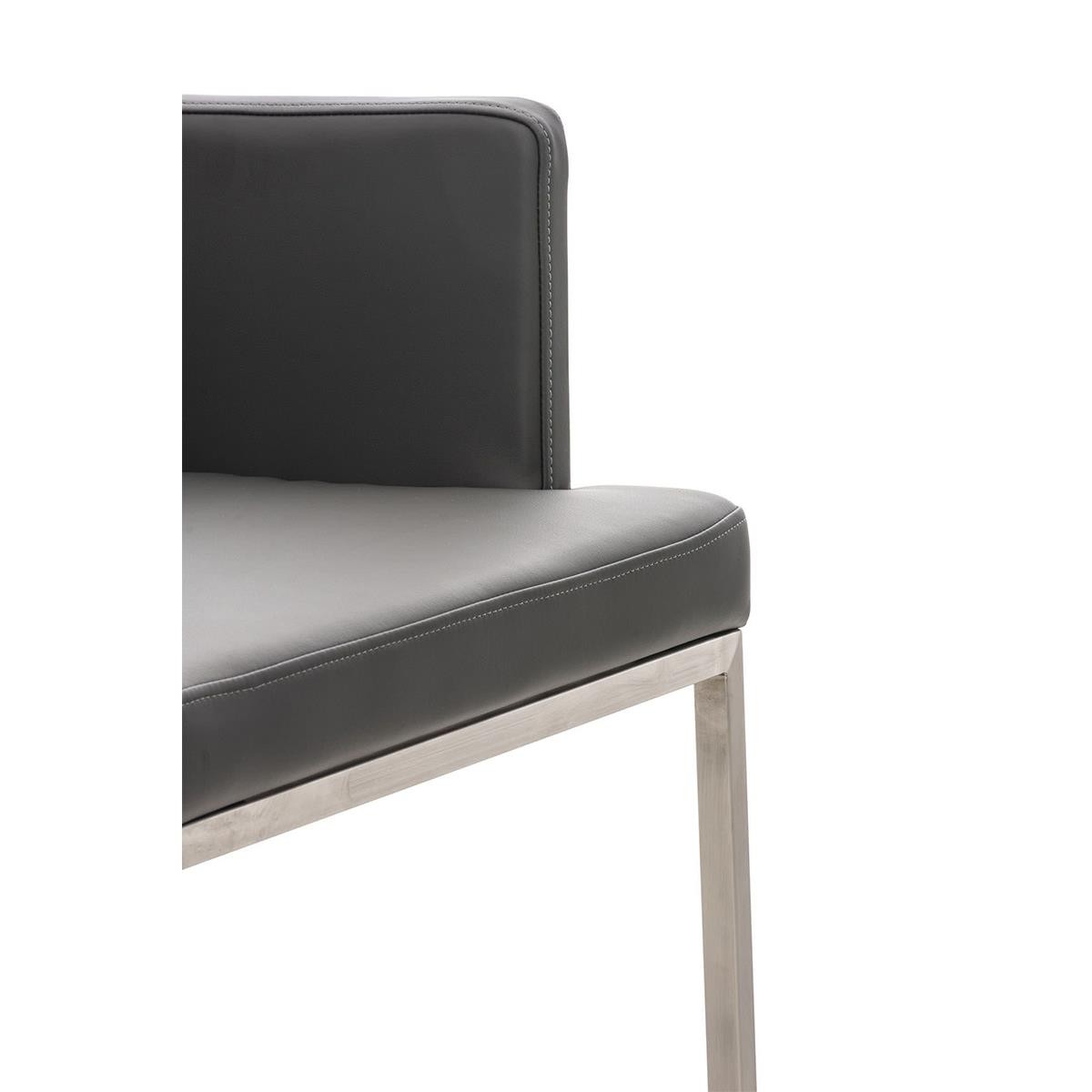 Silla de Confidente NICOLE, Patas en Acero Inoxidable, Piel Negra