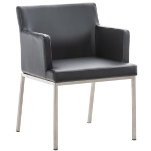 Silla de Confidente NICOLE, Patas en Acero Inoxidable, Piel Negra