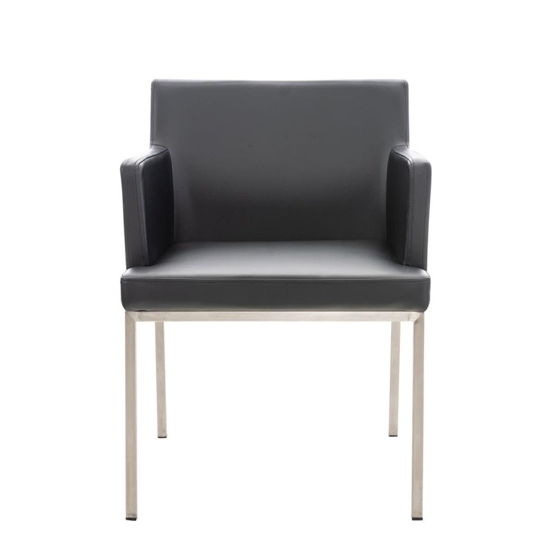 Silla de Confidente NICOLE, Patas en Acero Inoxidable, Piel Negra