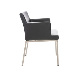 Silla de Confidente NICOLE, Patas en Acero Inoxidable, Piel Negra