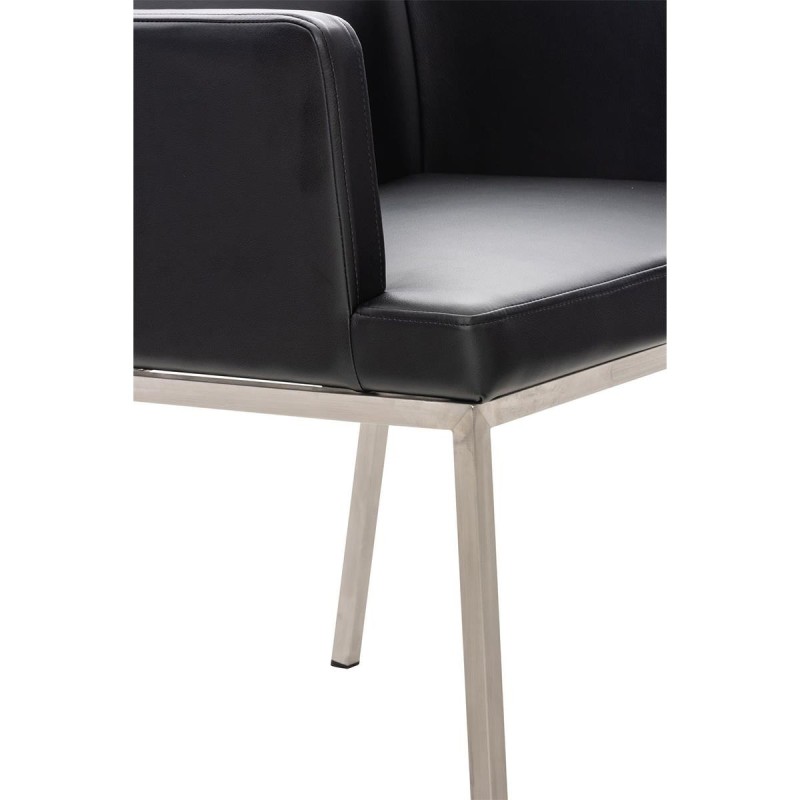Silla de Confidente NICOLE, Patas en Acero Inoxidable, Piel Negra