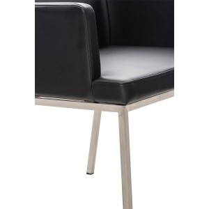 Silla de Confidente NICOLE, Patas en Acero Inoxidable, Piel Negra