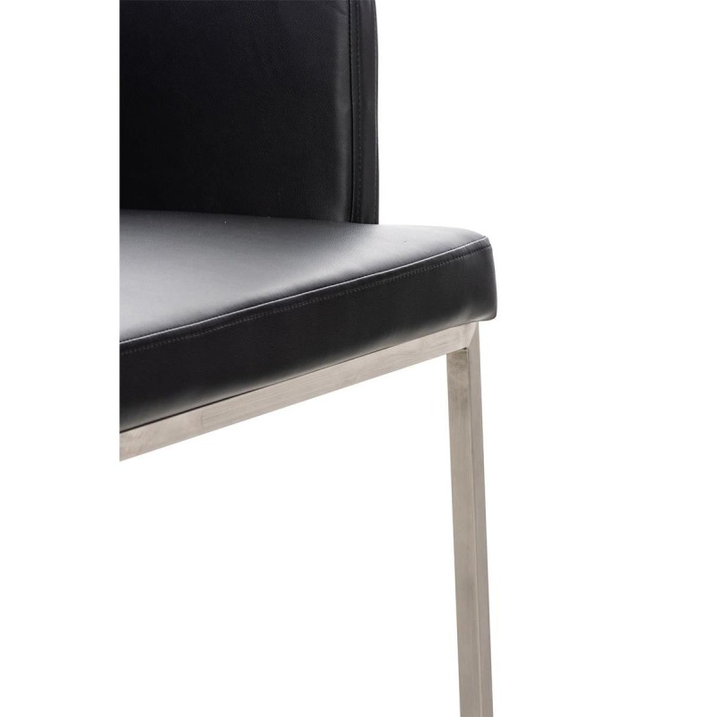 Silla de Confidente NICOLE, Patas en Acero Inoxidable, Piel Negra