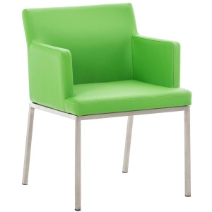 Silla de Confidente NICOLE, Patas en Acero Inoxidable, Piel Negra