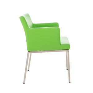 Silla de Confidente NICOLE, Patas en Acero Inoxidable, Piel Negra