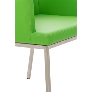 Silla de Confidente NICOLE, Patas en Acero Inoxidable, Piel Negra