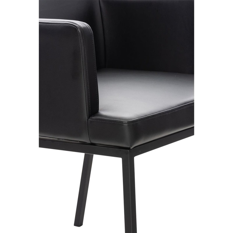 Silla de Confidente NICOLE, Patas Metálicas Negras, Piel Negra