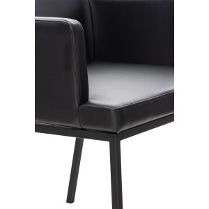 Silla de Confidente NICOLE, Patas Metálicas Negras, Piel Negra