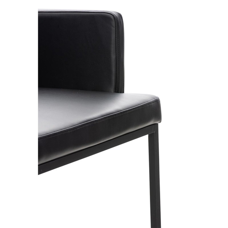 Silla de Confidente NICOLE, Patas Metálicas Negras, Piel Negra