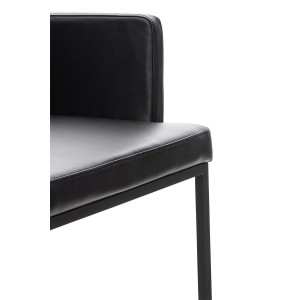 Silla de Confidente NICOLE, Patas Metálicas Negras, Piel Negra